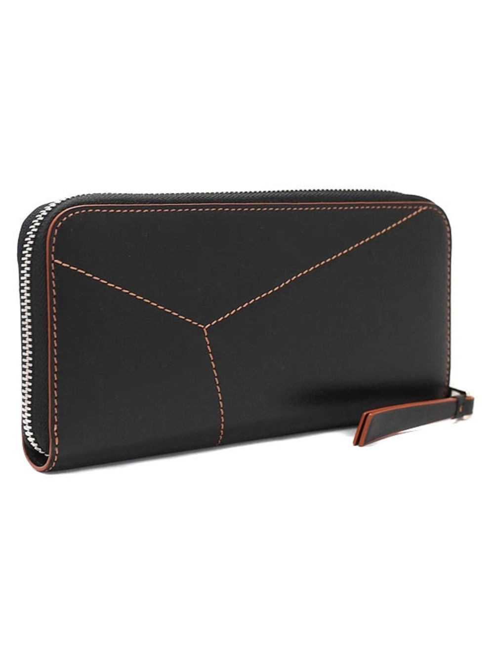 Loewe Open Round Zipper Stitch Long Wallet Puzzle Black